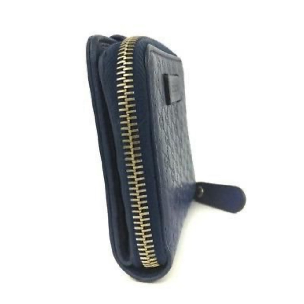 Gucci Micro Ssima GG Logo Leather Bifold Wallet Blue - Picture 3 of 6